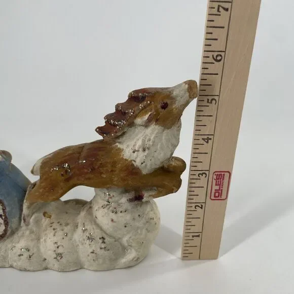 Papier Mache Santa Claus Sleigh Reindeer Christmas Pulp Paper VTG UNFINISHED 10"